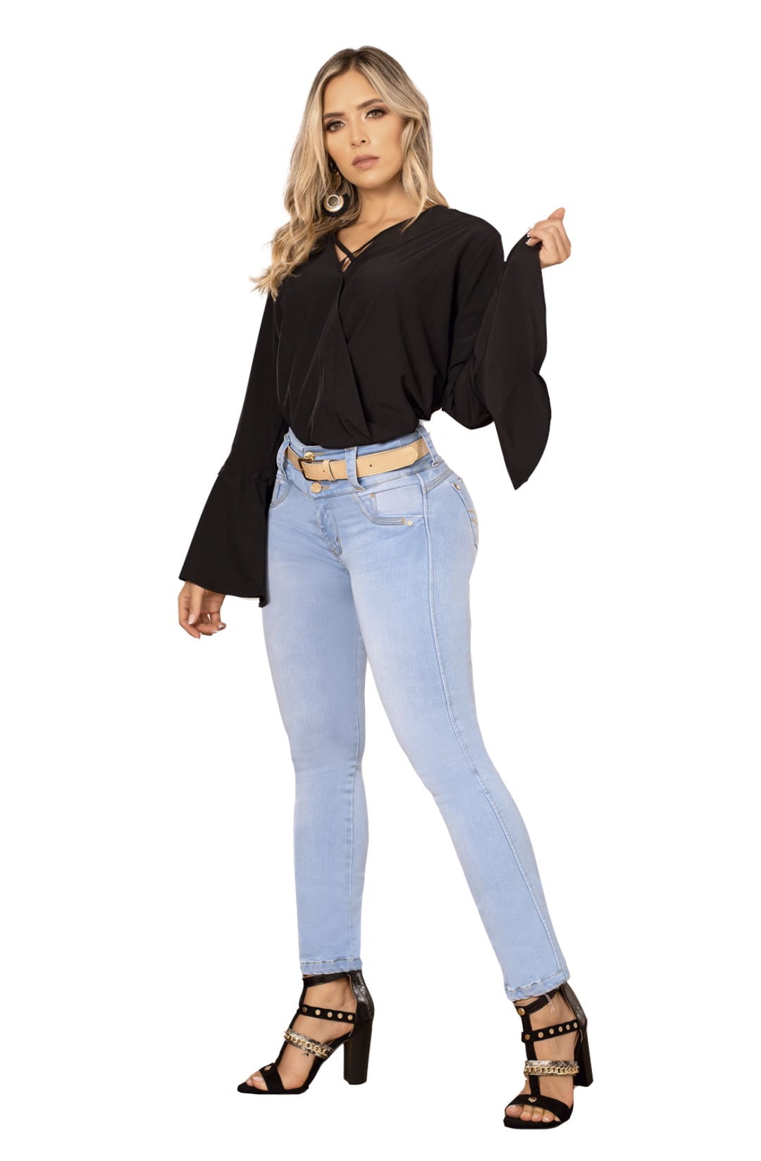 JEAN PUSHUP MUJER KAZZANI AZUL HIELO COLOMBIANO BRECTA 8359-J2 - 2