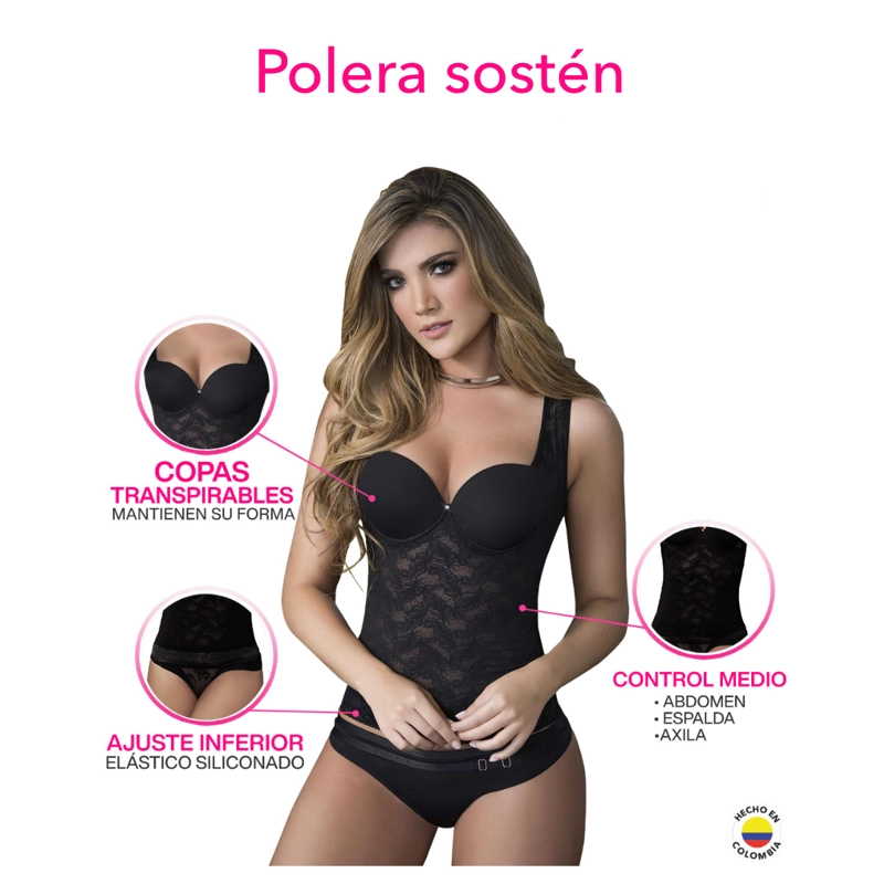 POLERA SOSTÉN MUJER BELLEZA EXPRESS LATINA 655-I1 COLOMBIANA CON CONTROL MEDIO I1-655 - 3