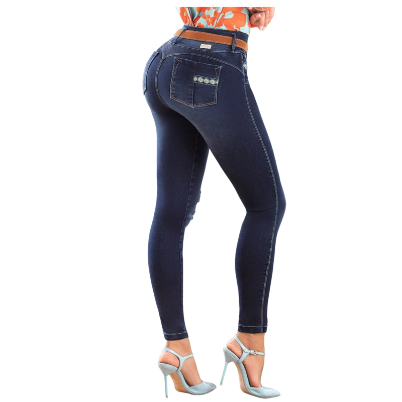 JEAN PUSHUP MUJER DRAXY AZUL OSCURO COLOMBIANO BPITILLO J2-1495 - 2