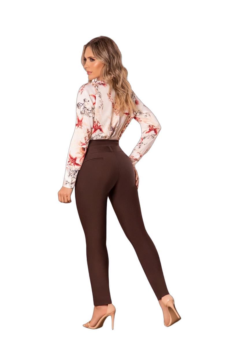 PANTALÓN FORMAL MUJER KAZZANI CAFE PUSHUP COLOMBIANO B RECTA - 1