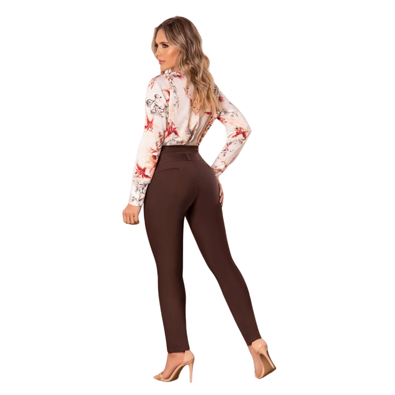 PANTALÓN FORMAL MUJER KAZZANI CAFE PUSHUP COLOMBIANO B RECTA - 1