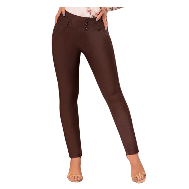 PANTALÓN FORMAL MUJER KAZZANI CAFE PUSHUP COLOMBIANO B RECTA - 2