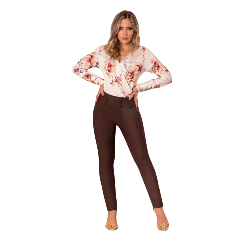 PANTALÓN FORMAL MUJER KAZZANI CAFE PUSHUP COLOMBIANO B RECTA - 2