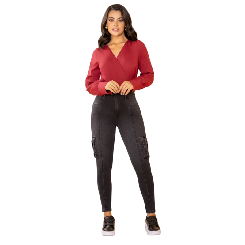 JEAN PUSHUP MUJER DRAXY GRIS COLOMBIANO BPITILLO - 1
