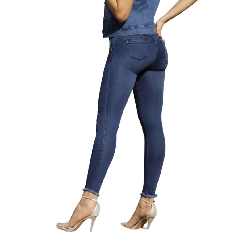 JEAN PUSHUP MUJER BELLEZA EXPRESS LATINA AZUL OSCURO COLOMBIANO B1-860 - 2
