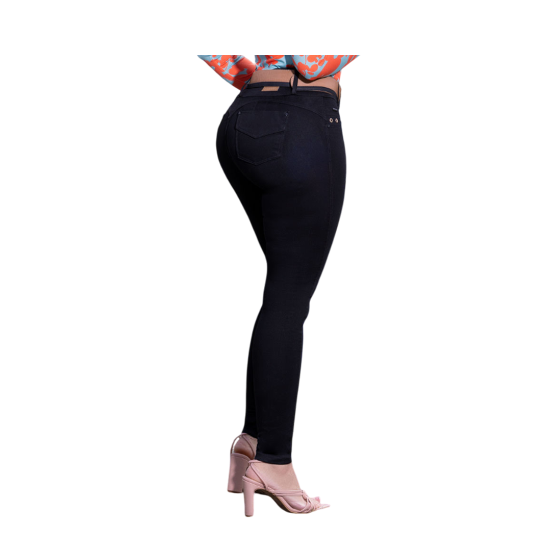 JEAN MUJER DRAXY NEGRO COLOMBIANO ORIGINAL PUSHUP BOTA PITILLO 1629 R2 - 1