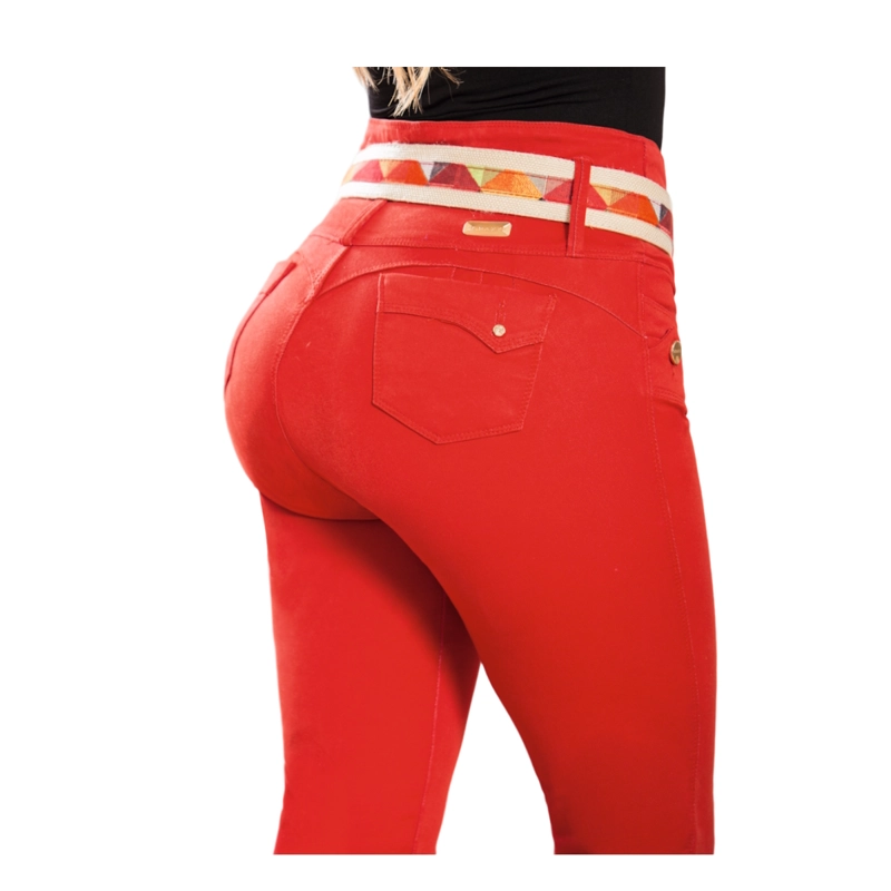 JEAN MUJER DRAXY ROJO PUSHUP COLOMBIANO ORIGINAL BOTA PITILLO 1345 R2 - 2