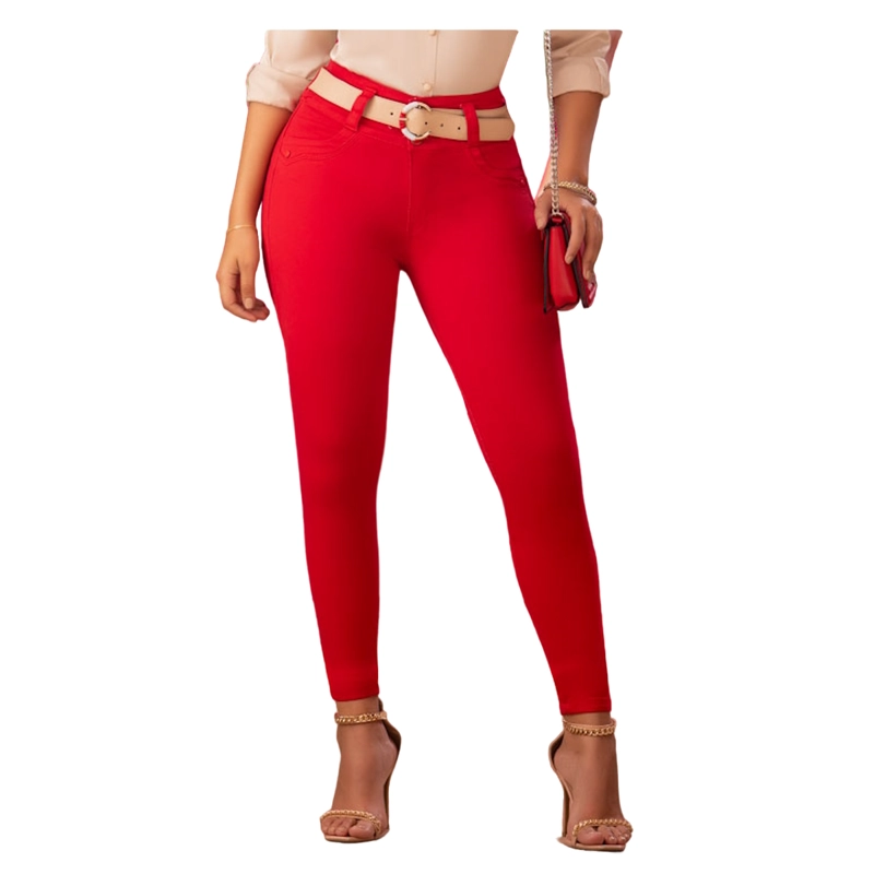 JEAN MUJER DRAXY ROJO COLOMBIANO LEVANTACOLA ORIGINAL BOTA PITILLO CON BOLSILLOS 1549 R2 - 3