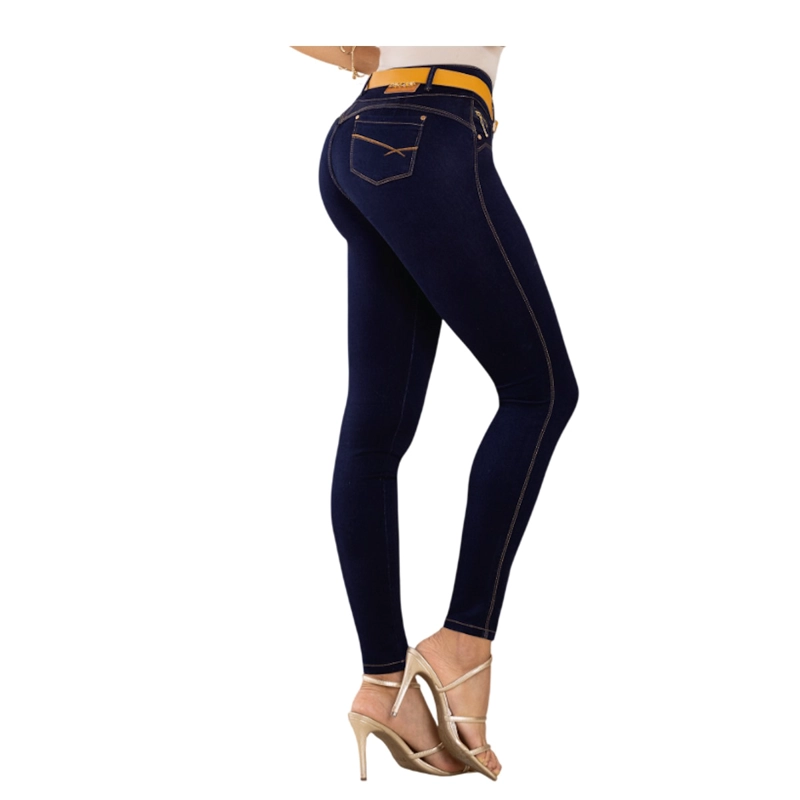 JEAN COLOMBIANO TIRO ALTO PUSH UP PITILLO MUJER AZUL OSCURO R1696 - 1