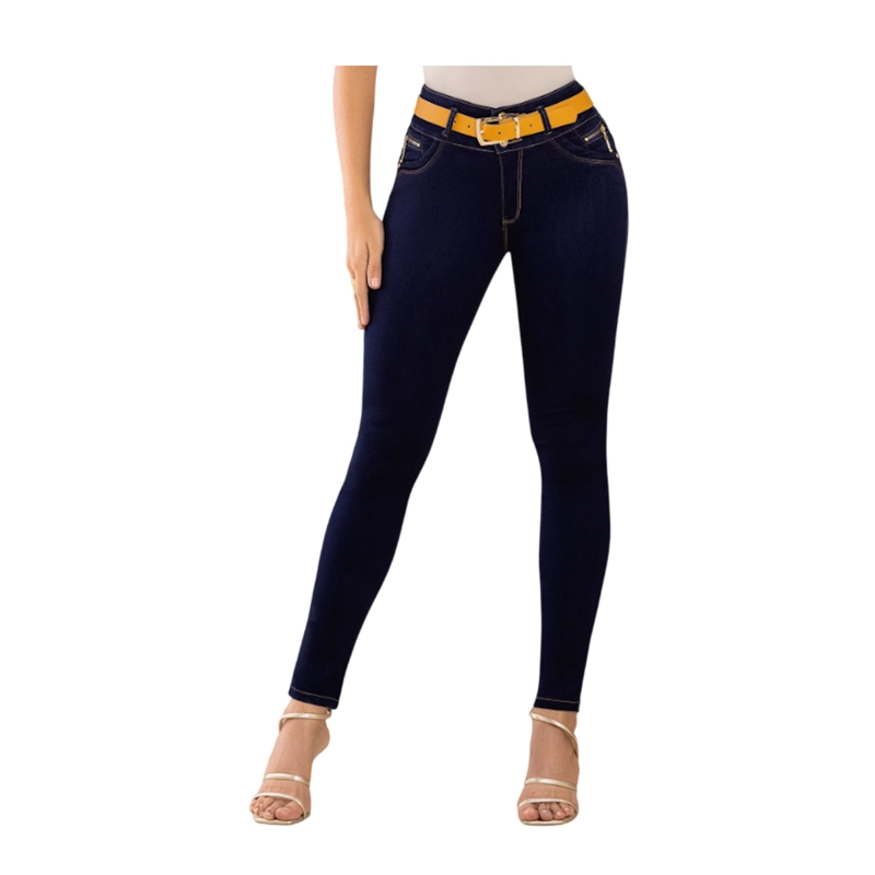 JEAN COLOMBIANO TIRO ALTO PUSH UP PITILLO MUJER AZUL OSCURO R1696 - 2