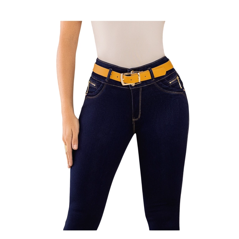 JEAN COLOMBIANO TIRO ALTO PUSH UP PITILLO MUJER AZUL OSCURO R1696 - 3