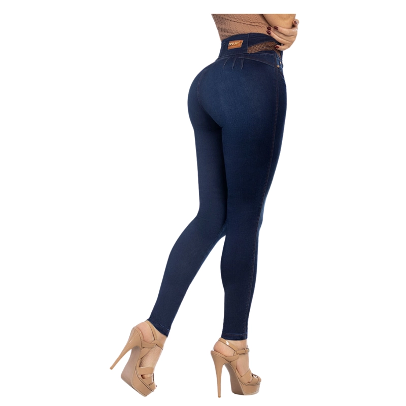 JEAN COLOMBIANO TIRO ALTO PUSH UP PITILLO MUJER AZUL OSCURO R1636 - 1
