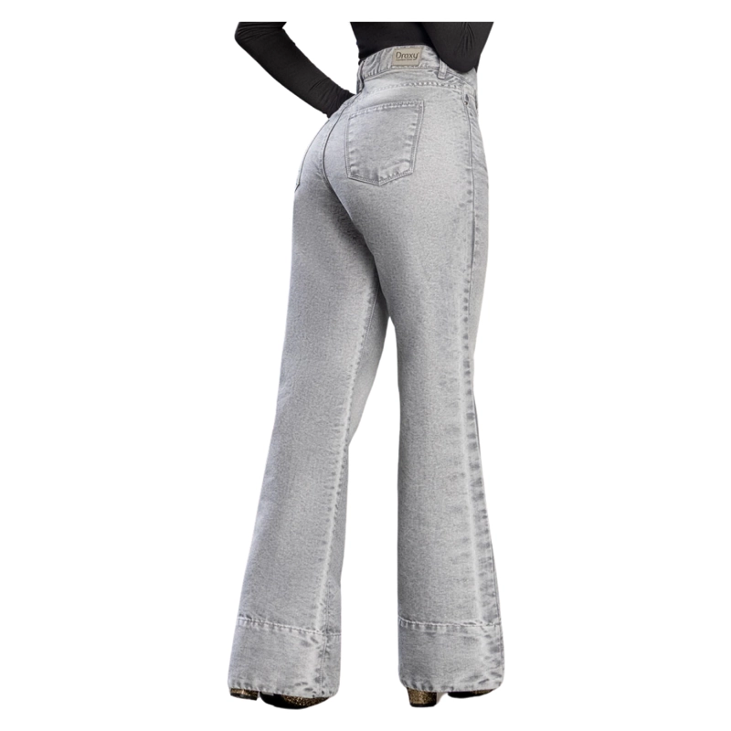 JEAN COLOMBIANO TIRO ALTO PUSH UP BOTA CAMPANA MUJER GRIS ESCARCHADO R1850 - 2