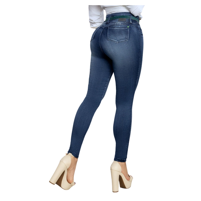 JEAN COLOMBIANO TIRO ALTO PUSH UP PITILLO MUJER AZUL OSCURO R1787 - 1