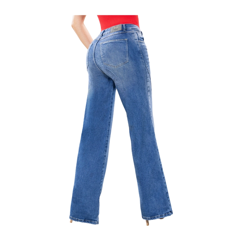 JEAN COLOMBIANO TIRO ALTO PUSH UP BOTA CAMPANA MUJER AZUL MEDIO R1856 - 2