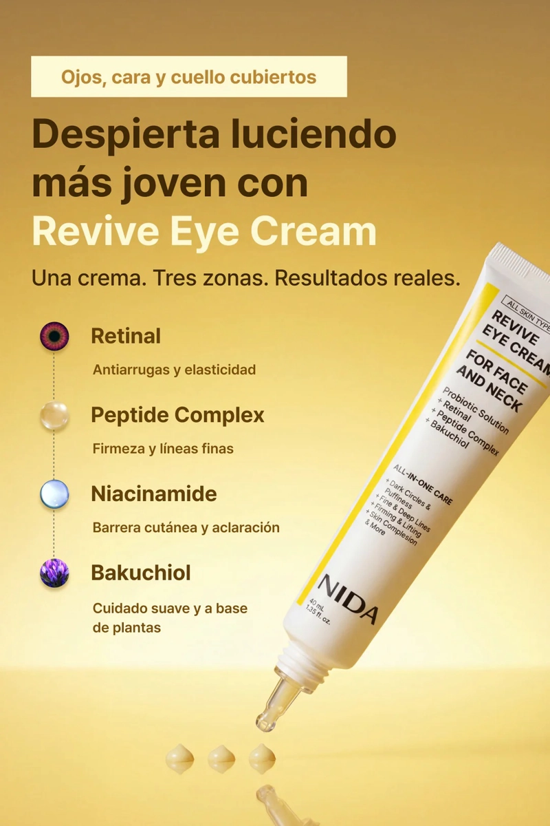 REVIVE EYE CREAM FOR FACE AND NECK (NIDA) -40ML CREMA ANTIEDAD PARA CONTORNO DE OJOS, ROSTRO Y CUELL - 4