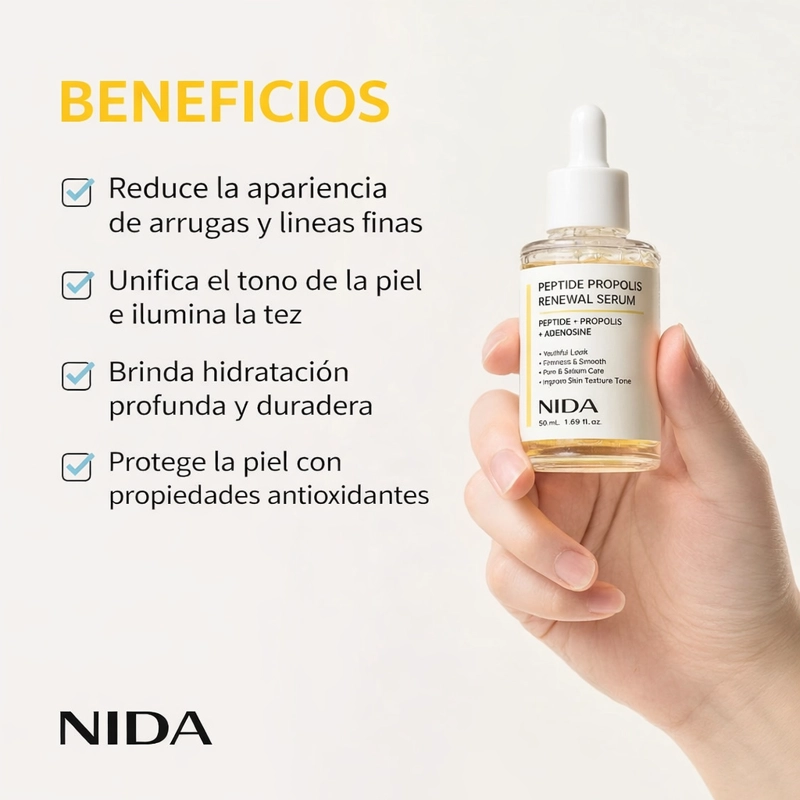 PEPTIDE PROPOLIS RENEWAL SERUM (NIDA) -50ML SERUM ANTIEDAD CON PROPOLEO Y PE PTIDOS - 2