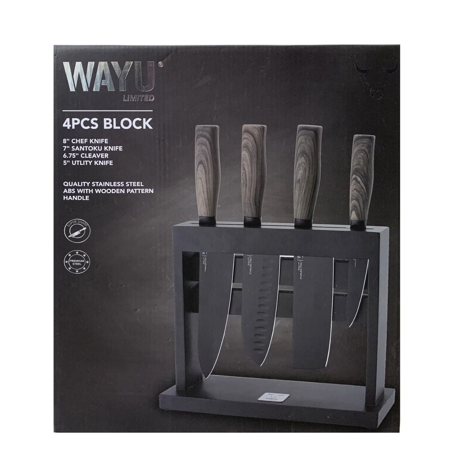 CONJUNTO DE CUCHILLOS ACERO TACO 4 PCS WAYU NEGRO - 4