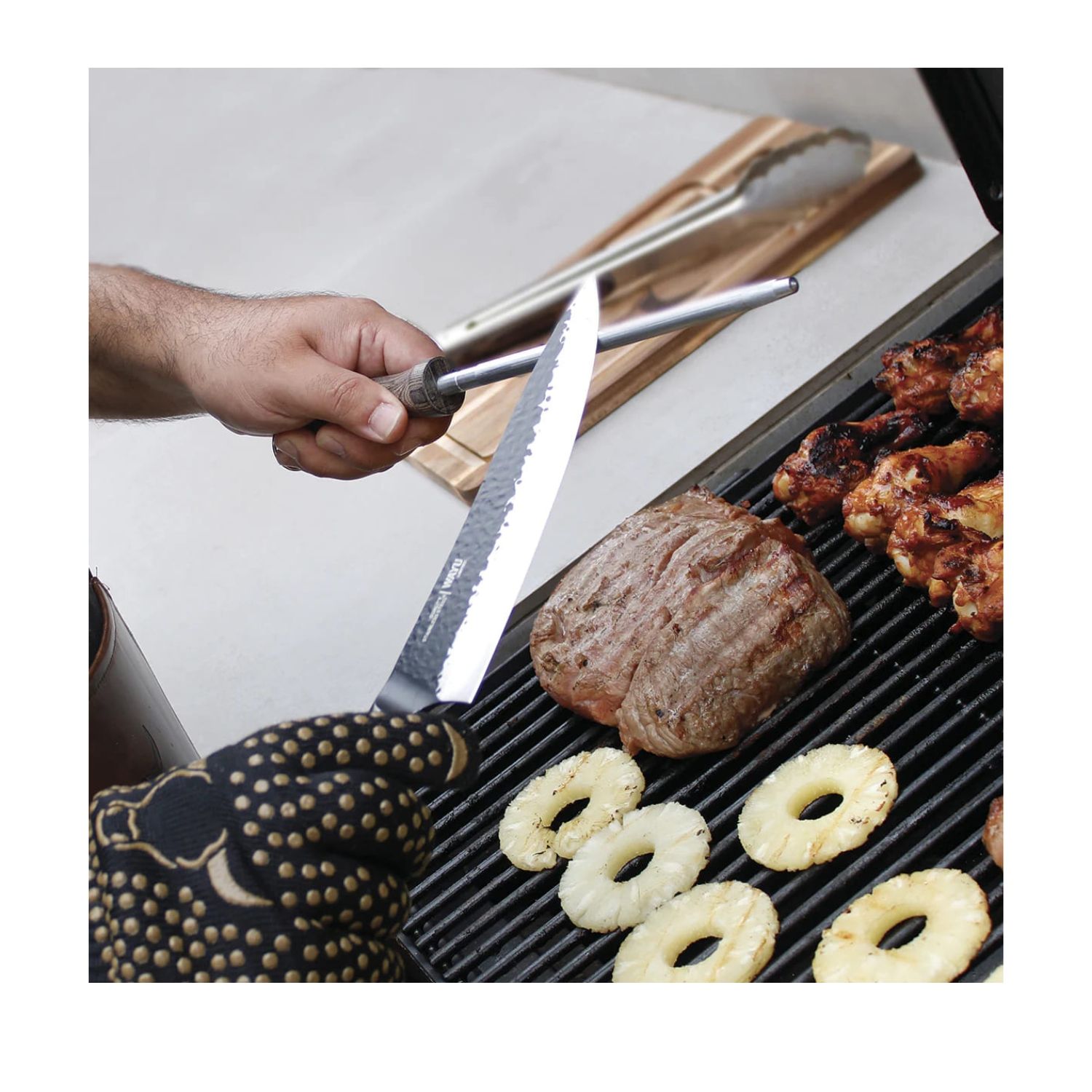 CUCHILLO HAMMER MEDIANO WAYU 25CM ACERO COCINA - 4