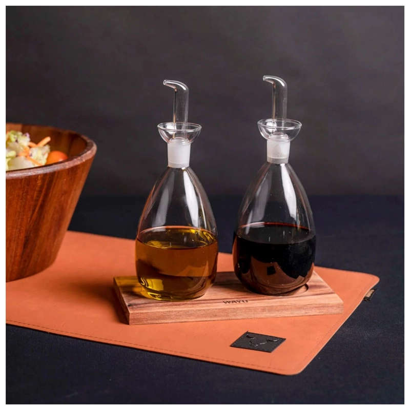 SET 2 ALCUZA WAYU VIDRIO CON BASE MADERA COCINA ACCESORIOS - 3