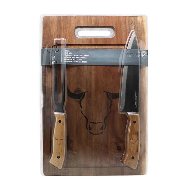 SET TABLA CUCHILLO TENEDOR PRM WAYU COCINA ESPECIAL ASADOS BBQ - 6