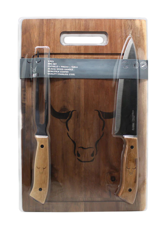 SET TABLA CUCHILLO TENEDOR PRM WAYU COCINA ESPECIAL ASADOS BBQ - 7