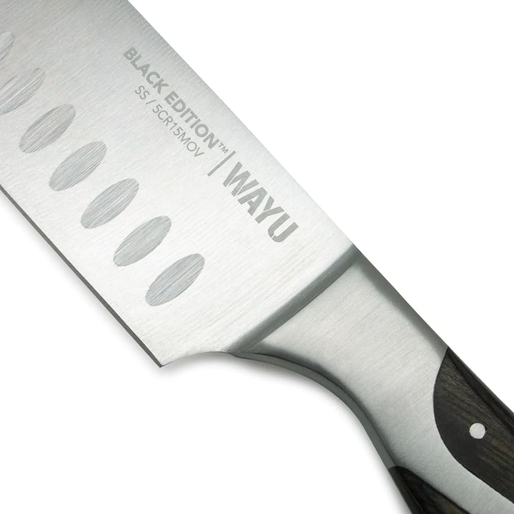 CUCHILLO SANTOKU BLACK EDITION 34CM WAYU ACERO INOXIDABLE - 3