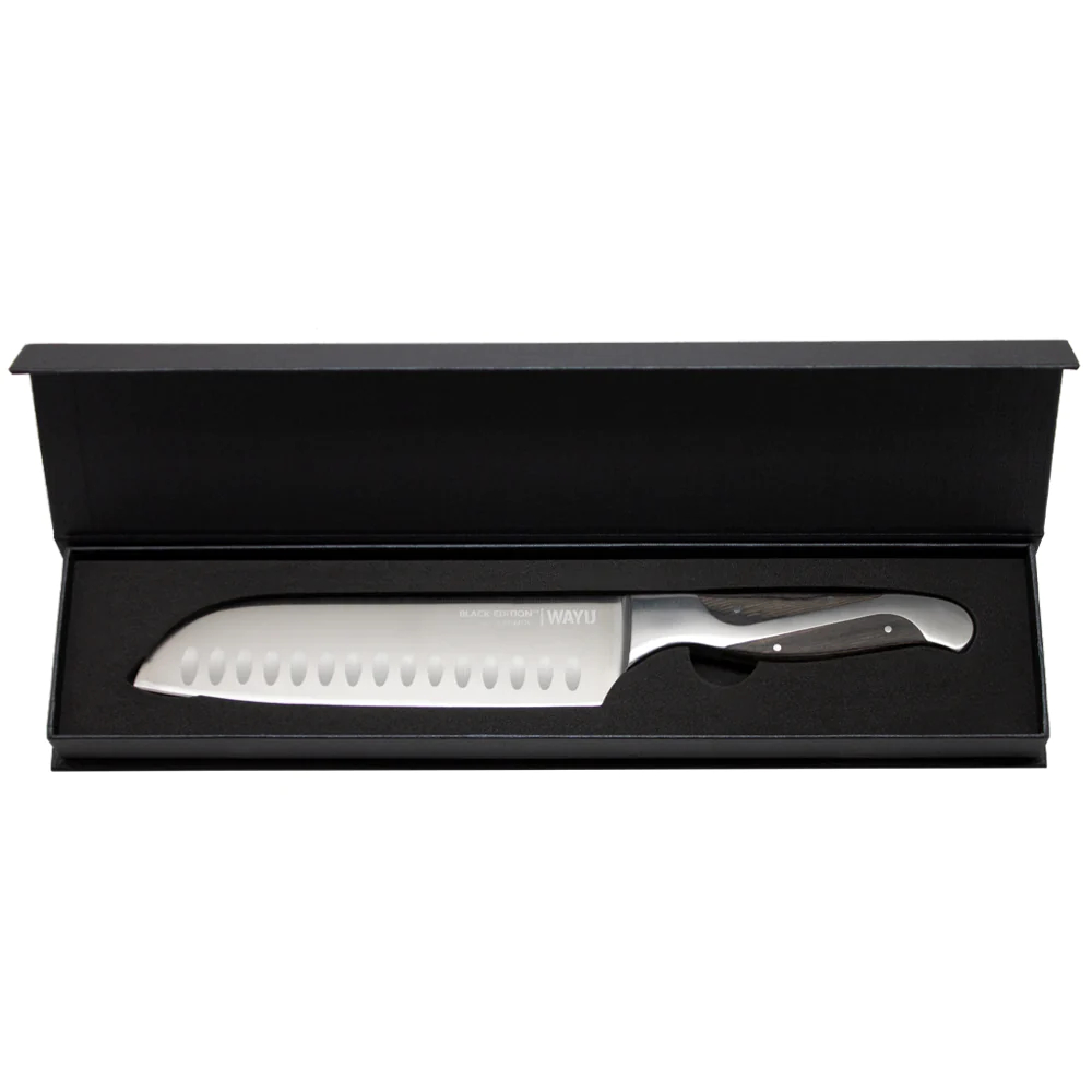 CUCHILLO SANTOKU BLACK EDITION 34CM WAYU ACERO INOXIDABLE - 4
