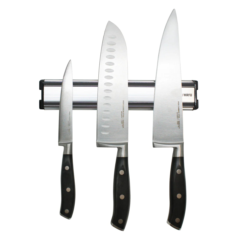 BLOCK MAGNE TICO CON 3 CUCHILLOS ACERO INOXIDABLE COCINA WAYU - 2