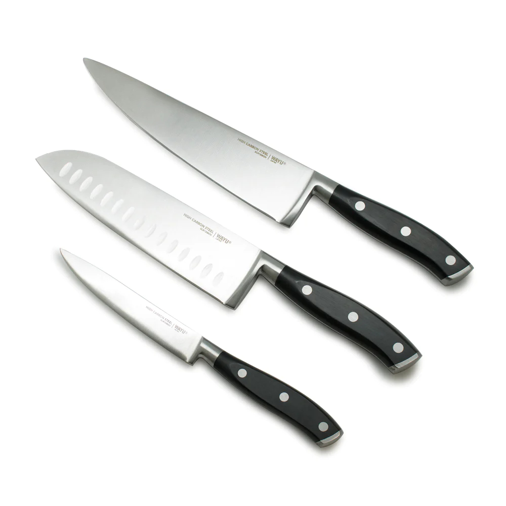 BLOCK MAGNE TICO CON 3 CUCHILLOS ACERO INOXIDABLE COCINA WAYU - 3