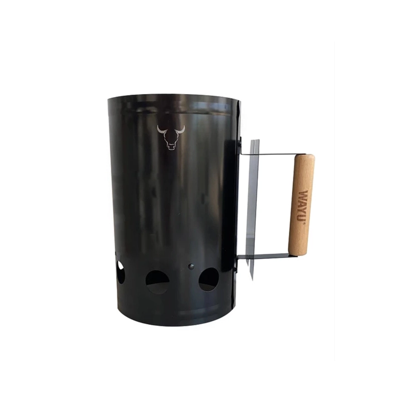 CHIMENEA DE ACERO INICIADOR FUEGO CARBON RAPIDO PARRILLA WAYU - 1
