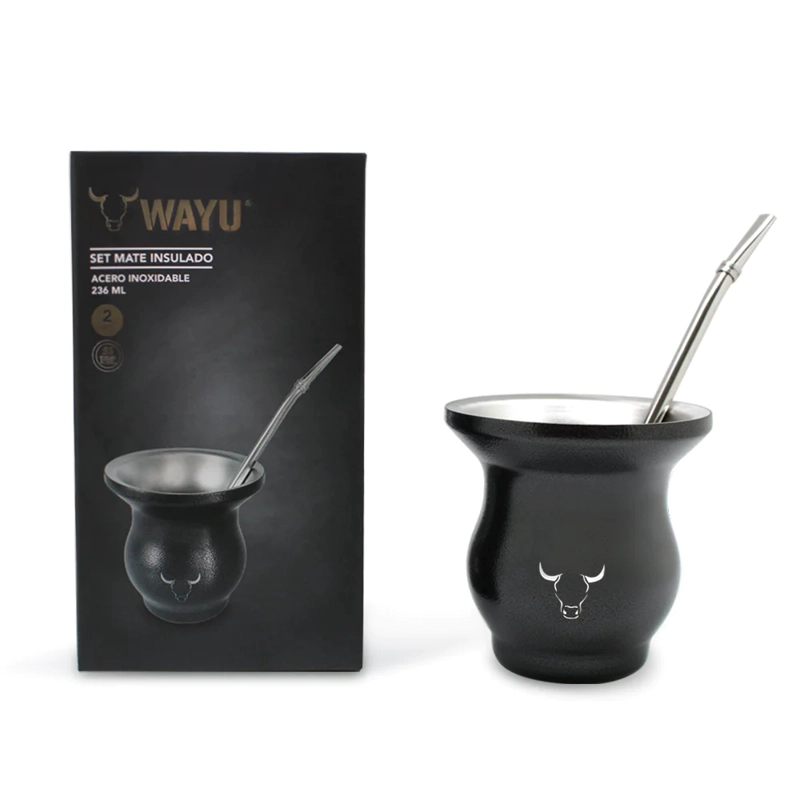 MATE INSULADO WAYU SET CON BOMBILLA 236ML ACERO INOXIDABLE - 3