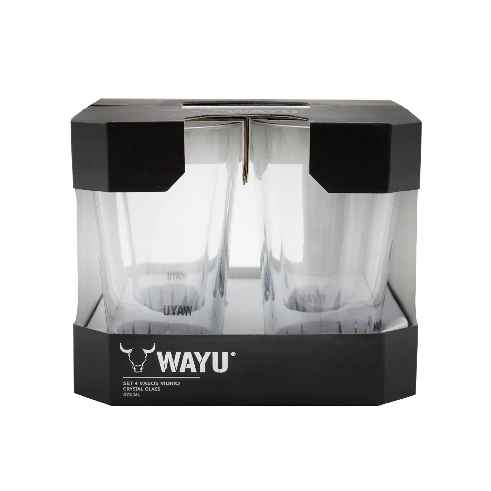 SET 4 VASOS WAYU VIDRIO GRUESO 475ML CRYSTAL GLASS BEBIDA JUGO - 4