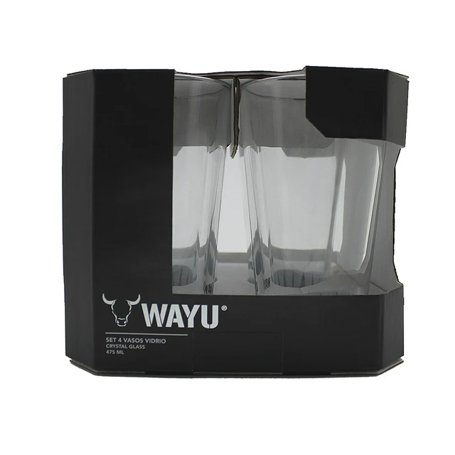 SET 4 VASOS WAYU VIDRIO GRUESO 475ML CRYSTAL GLASS BEBIDA JUGO - 5