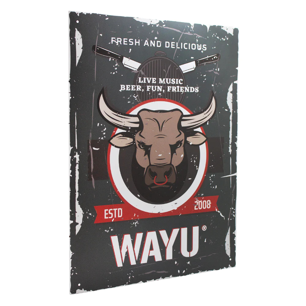 CUADRO BAR METÁLICO WAYU 40X30 TORO QUINCHO PARRILLA BBQ - 2