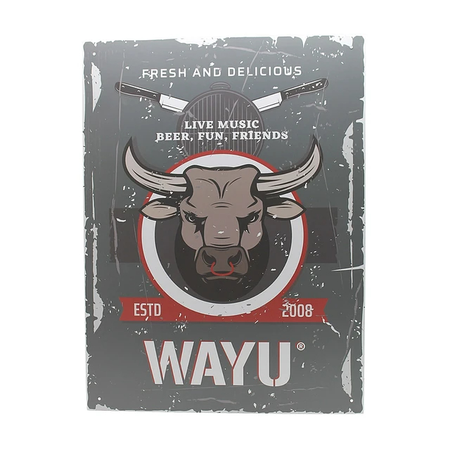 CUADRO BAR METÁLICO WAYU 40X30 TORO QUINCHO PARRILLA BBQ - 3