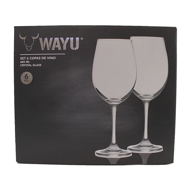SET 6 COPAS VINO 685ML WAYU COCTEL CRISTAL BAR OCACIONES - 3