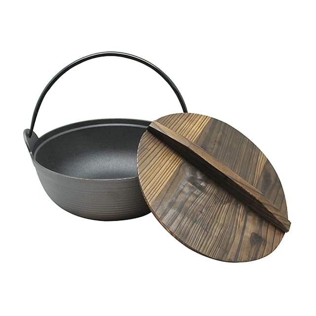 OLLA CON TAPA DE MADERA WAYU IRON CAST 25CM COCINA PARRILLA - 1