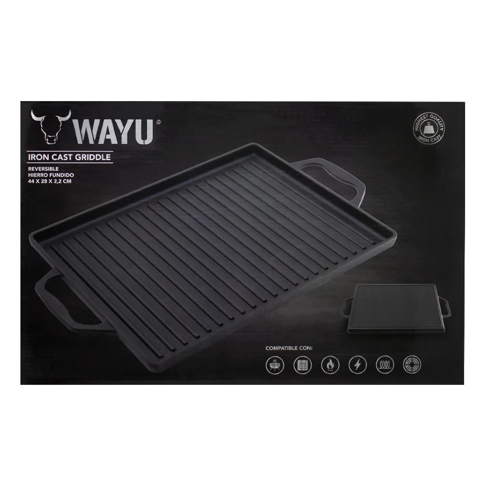 PLANCHA WAYU PARRILLA CHURRASQUERA CON ASAS HIERRO 44X28 CM - 4