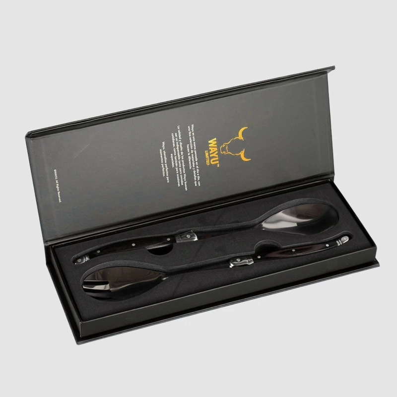 SET 2 CUCHARAS PARA ENSALADAS WAYU MANGO MADERA COCINA BBQ - 1