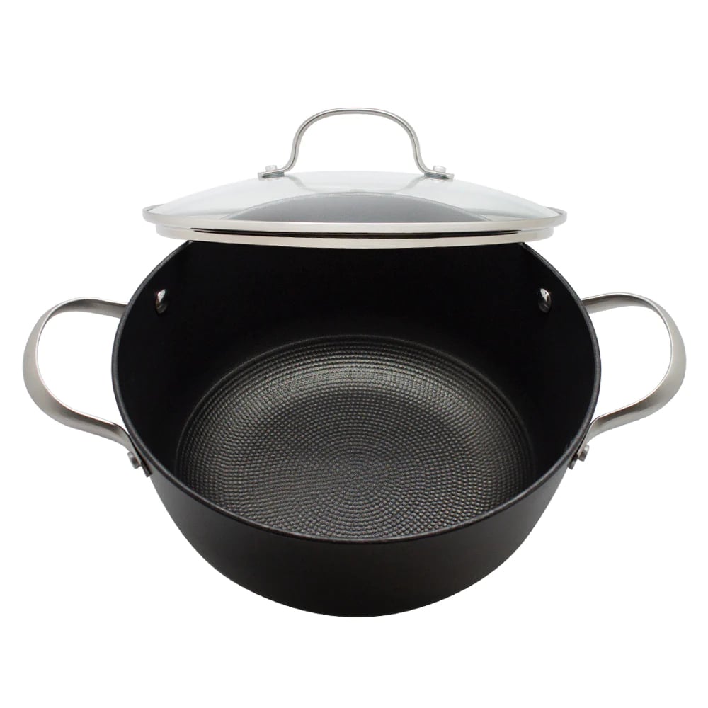 OLLA 24CM CON TAPA DE VIDRIO IRON CAST HONEYCOMB WAYU COCINA - 3