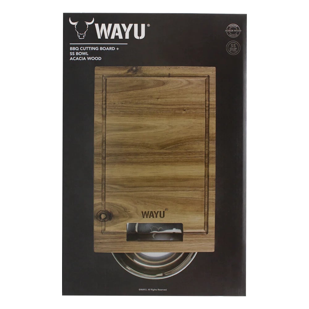 TABLA DE MADERA ACACIA CON BOWL DE ACERO CIRCULAR WAYU COCINA - 3