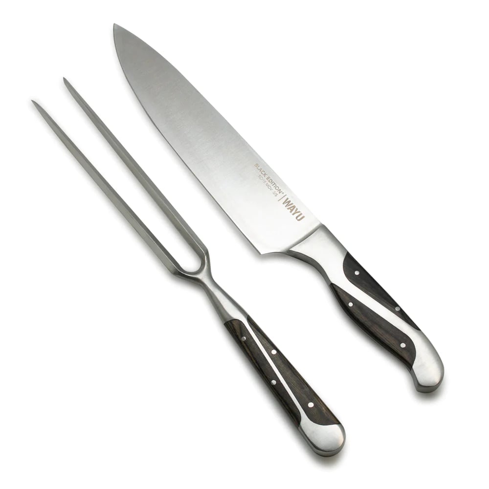SET PARRILLERO WAYU BLACK EDITION CUCHILLO CON PINCHO PREMIUM - 1