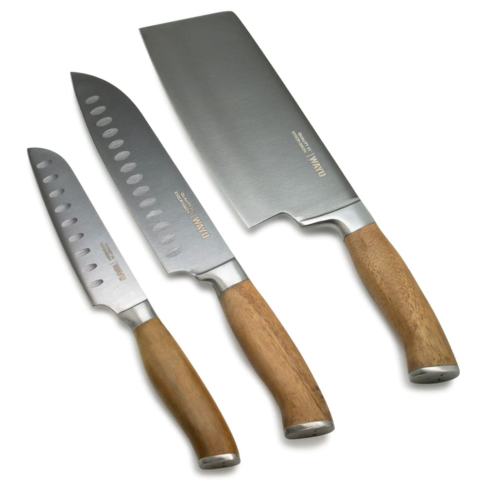 BLOCK MAGNE TICO WAYU MADERA ACACIA CON 3 CUCHILLOS PREMIUM - 3