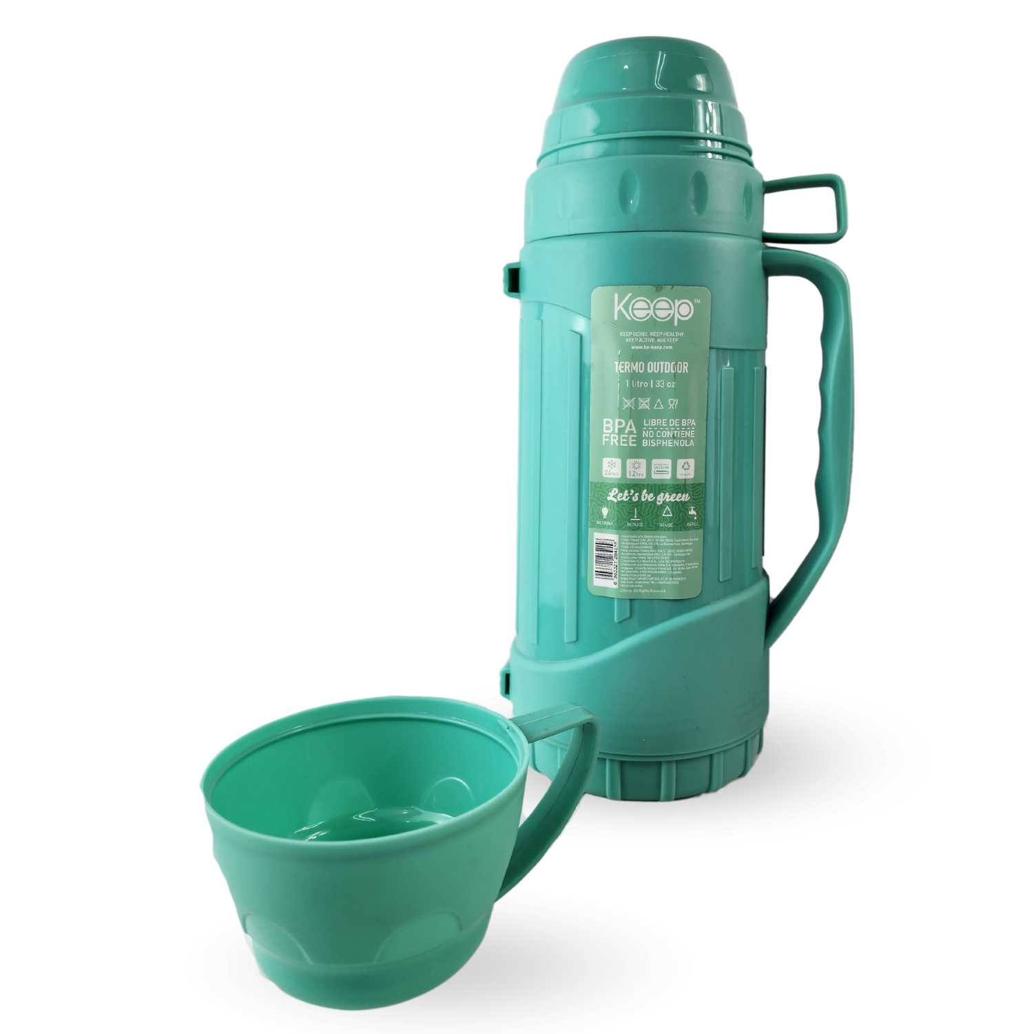 TERMO KEEP 1.8 LITROS OUTDOOR RESISTENTE CAFE TE BEBIDAS TURQUESA - 4