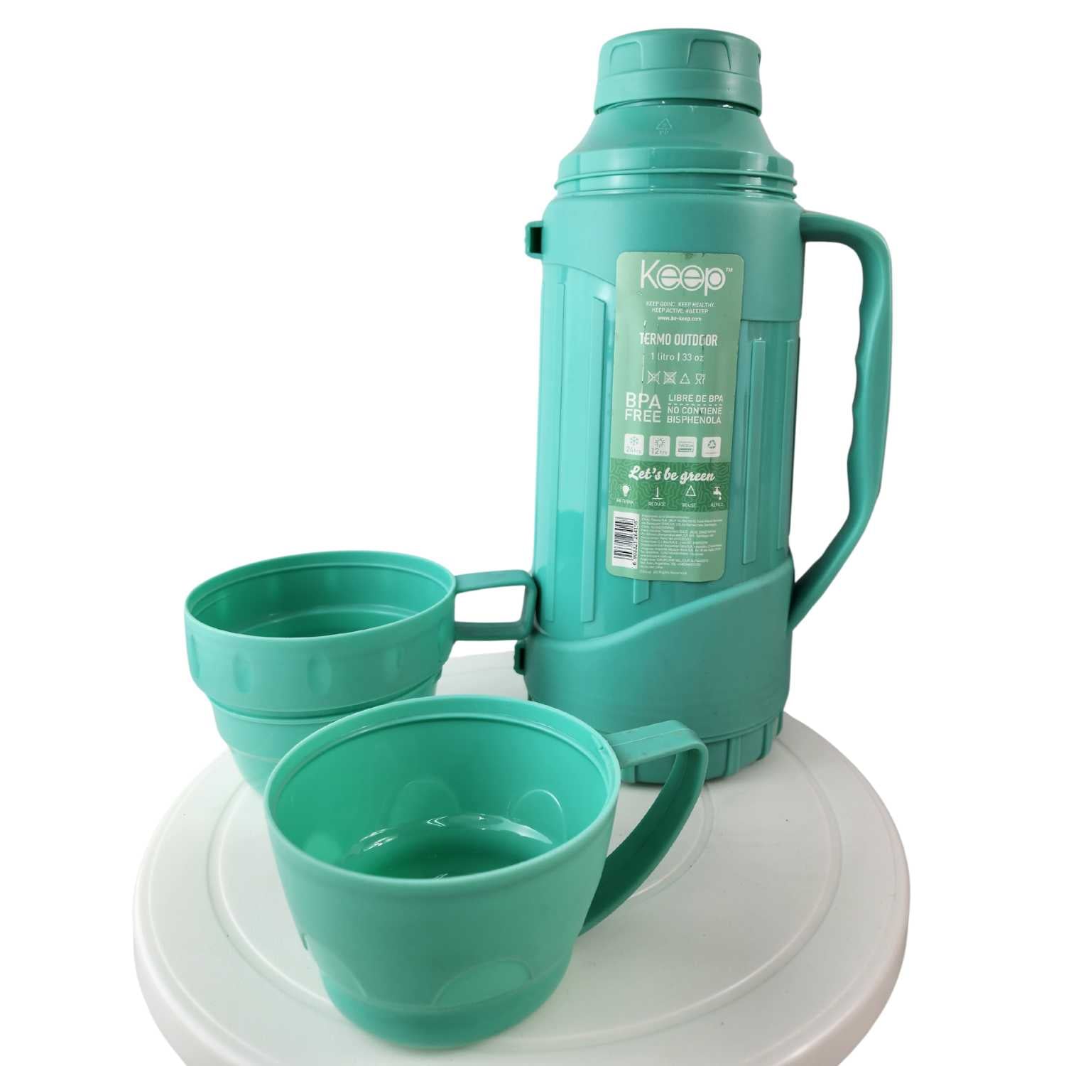 TERMO KEEP 1.8 LITROS OUTDOOR RESISTENTE CAFE TE BEBIDAS TURQUESA - 5