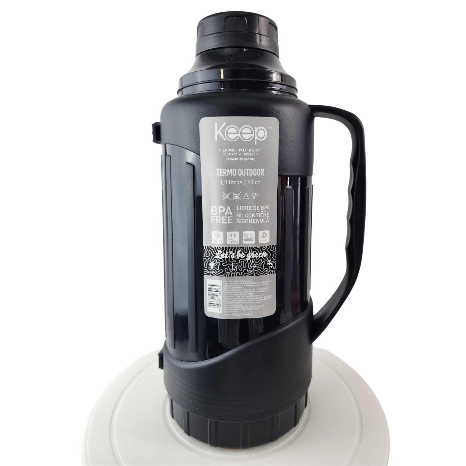 TERMO KEEP 1.8 LITROS OUTDOOR RESISTENTE CAFE TE BEBIDAS NEGRO - 4