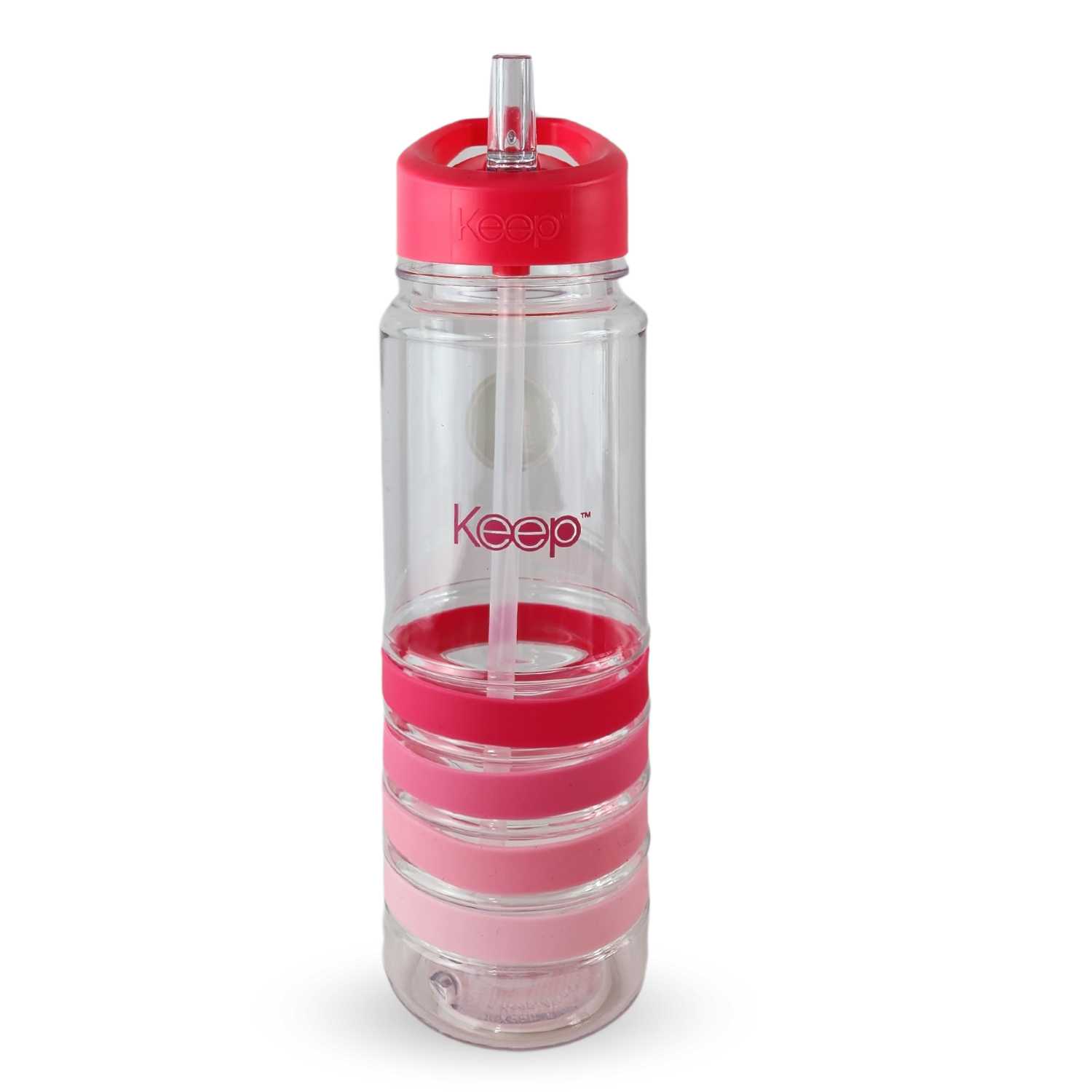 BOTELLA KEEP BANDAS COLORES 750ML AGUA BEBIDAS ROSA - 1