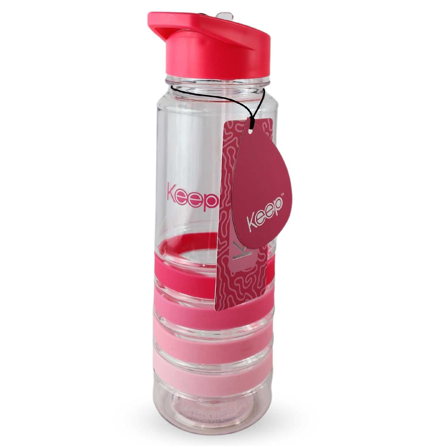 BOTELLA KEEP BANDAS COLORES 750ML AGUA BEBIDAS ROSA - 4