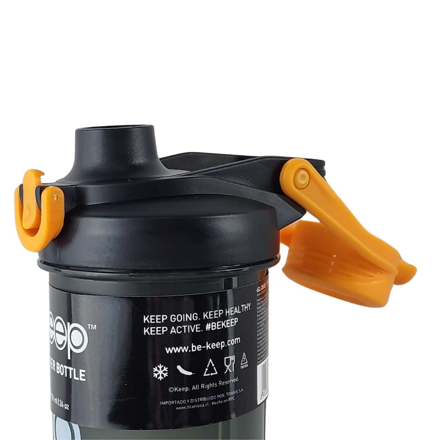 BOTELLA SHAKER KEEP 700ML SPORT OUTDOOR GIMNASIO NARANJA - 4